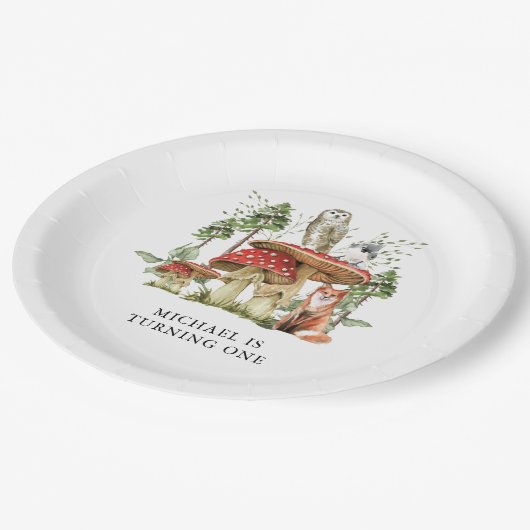 Assiettes En Carton Forêt Enchantée Bois Bois Premier anniversaire (Angle)