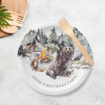 Assiettes En Carton Forêt enchantée Bois rustique Bois 1er anniversair<br><div class="desc">Forêt enchantée Bois rustique Bois 1er Plaques de papier d'anniversaire</div>