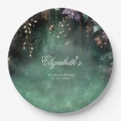 Assiettes En Carton Forêt enchantée Magie verte Lavande Quinceanera (Devant)