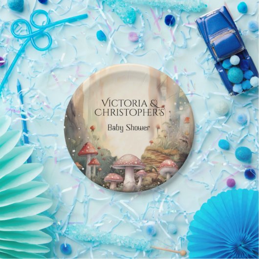 Assiettes En Carton Forêt enchantée Toadstool Baby shower champignon (Fête)