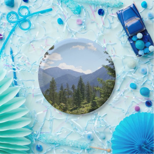 Assiettes En Carton Forêt et Montana Vue Pittoresque (Fête)