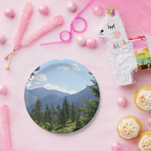Assiettes En Carton Forêt et Montana Vue Pittoresque (Fête)