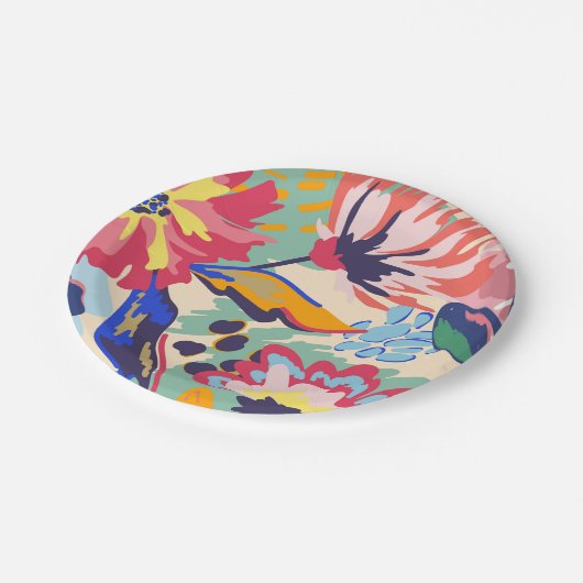 Assiettes En Carton Forêt et rose (Angle)