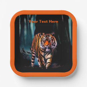 Assiettes En Carton Forêt foncée de Tigre brillant