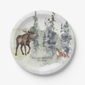 Assiettes En Carton Forêt forestière | Baby shower animal (Devant)