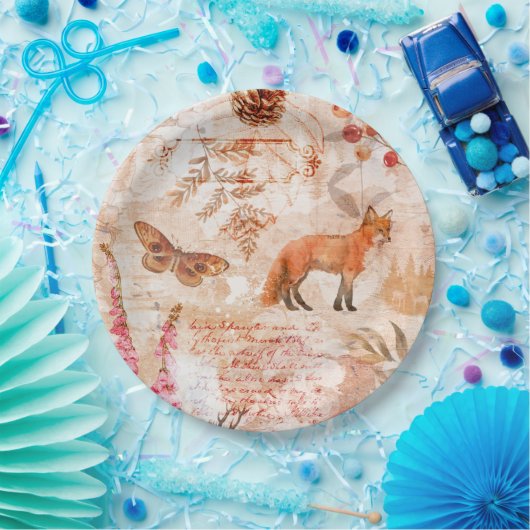 Assiettes En Carton Forêt forestière Faune Renard Deer Automne (Fête)