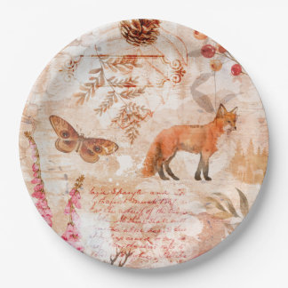 Assiettes En Carton Forêt forestière Faune Renard Deer Automne