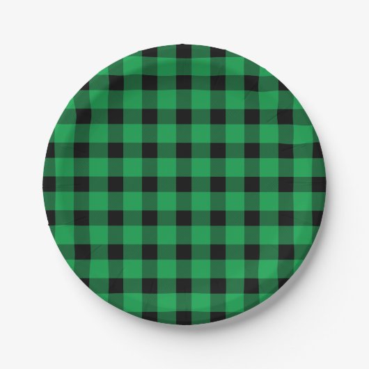 Assiettes En Carton Forêt Green Buffalo Country Lumberjack Plaid (Devant)