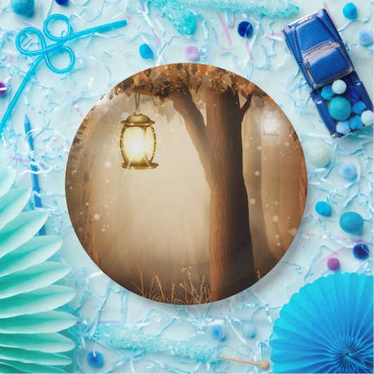 Assiettes En Carton Forêt magique avec lumières des fées (Fête)