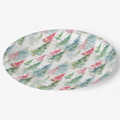 Assiettes En Carton Forêt, Red Green Pine Trees (Angle)