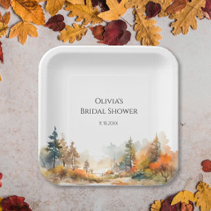 Assiettes En Carton Forêt rustique Forêt d'automne Forêt nuptiale