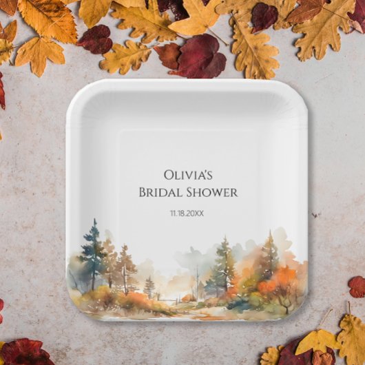 Assiettes En Carton Forêt rustique Forêt d'automne Forêt nuptiale