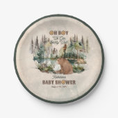 Assiettes En Carton Forêt Rustique Oh Garçon Baby shower d'attente rap (Devant)