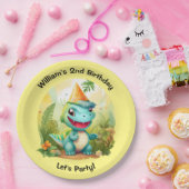Assiettes En Carton Forêt tropicale de Cute Dinosaur | Anniversaire de (Fête)