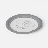 Assiettes En Carton Forever Love Coeurs de mariage élégant Gris & Blan (Angle)