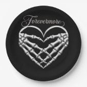Assiettes En Carton Forevermore Squelette Mains Coeur Romance gothique (Devant)