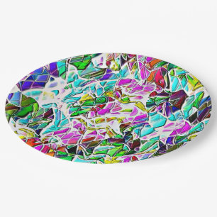 Assiettes En Carton Forme de pierres très colorées trempées dans une s