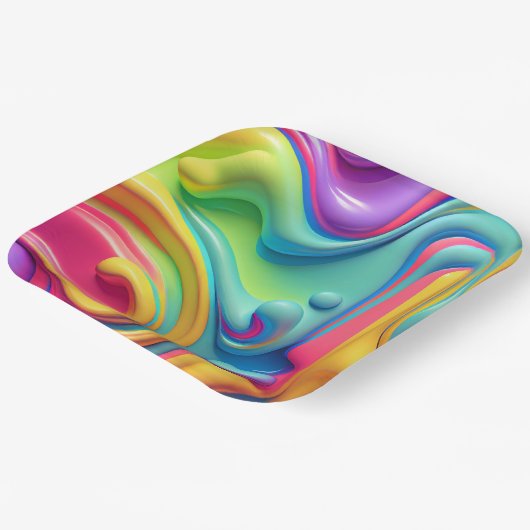 Assiettes En Carton Formes en plastique arc-en-ciel (Angulaire)