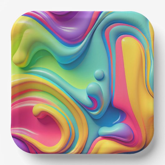 Assiettes En Carton Formes en plastique arc-en-ciel (Recto)