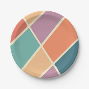 Assiettes En Carton Formes géométriques abstraites colorées