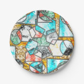 Assiettes En Carton Formes géométriques avec des textures blanches étr (Devant)