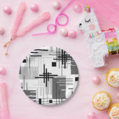 Assiettes En Carton formes géométriques modernes Abstraites rayées (Fête)