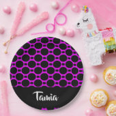 Assiettes En Carton Formes ovales rose noir (Fête)