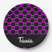 Assiettes En Carton Formes ovales rose noir (Devant)