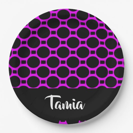 Assiettes En Carton Formes ovales rose noir (Devant)