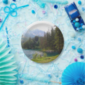 Assiettes En Carton Forrest alpin pittoresque et lac (Fête)