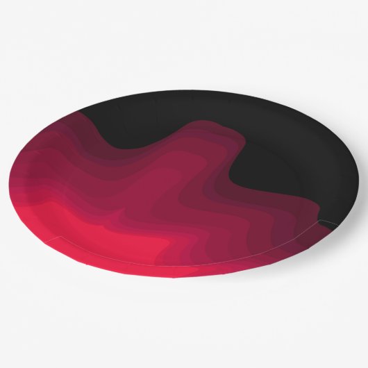 Assiettes En Carton Foules noires et rouges Peinture abstraite (Angle)