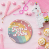Assiettes En Carton Four est Vibe Retro les années 70 Rainbow Daisy an (Fête)