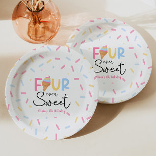 Assiettes En Carton Four Ever Sweet Ice Cream 4e fête d'anniversaire