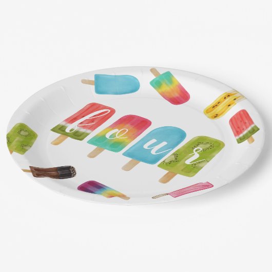 Assiettes En Carton Four Ever Sweet Ice Cream 4e fête d'anniversaire (Angle)