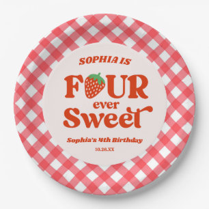 Assiettes En Carton Four Ever Sweet Strawberry 4e fête d'anniversaire