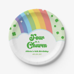 Assiettes En Carton Four Is A Charm Rainbow 4e fête d'anniversaire