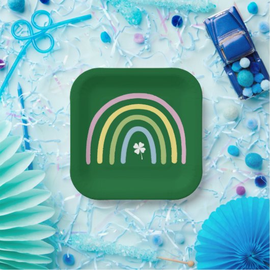 Assiettes En Carton Four Leaf Clover Rainbow St Patrick's Day (Fête)