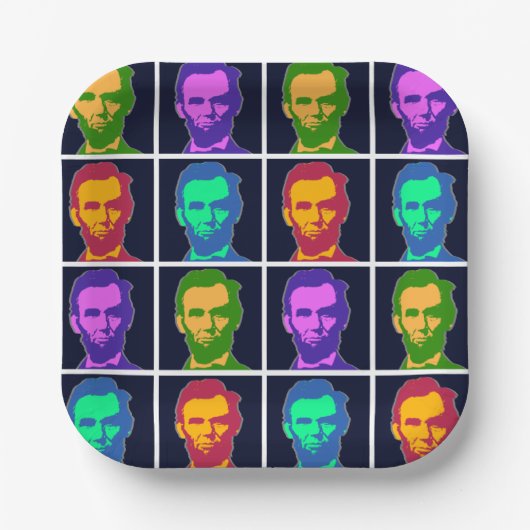 Assiettes En Carton Four Pop Art Abraham Lincoln (Recto)