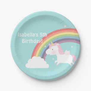 Assiettes En Carton Fournitures de fête d'anniversaire Licorne Arc-en-