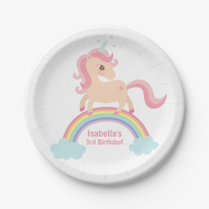 Assiettes En Carton Fournitures de fête d'anniversaire Licorne Magique