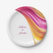 Assiettes En Carton Fournitures de fête moderne-rose orange jaune- (Devant)