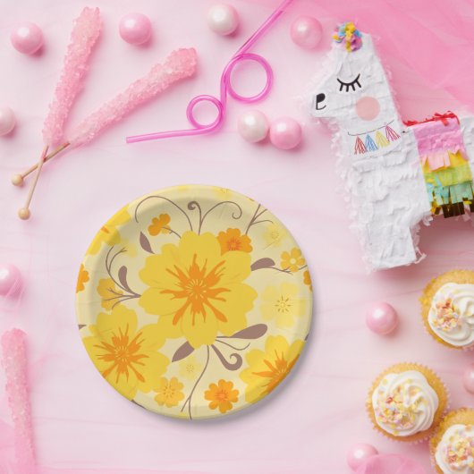 Assiettes En Carton Fournitures de la Fleurs Sunshine Retro - (Fête)