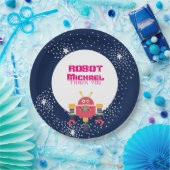 Assiettes En Carton Fournitures de la partie de ROBOT Bleu rose Étoile (Fête)