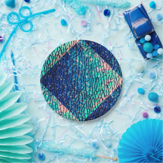 Assiettes En Carton Fournitures en métal bleu et vert (Fête)