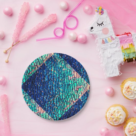 Assiettes En Carton Fournitures en métal bleu et vert (Fête)