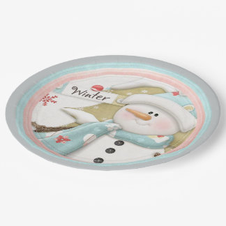 Assiettes En Carton Fournitures Snowman Winter Papier Plaque de Partie