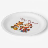 Assiettes En Carton Fox and Santa Christmas Paper Plate (Angle)