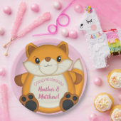 Assiettes En Carton Fox Baby shower rose (Fête)