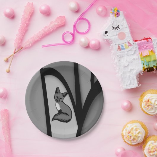 Assiettes En Carton Fox Design d'art moderne en argent (Fête)