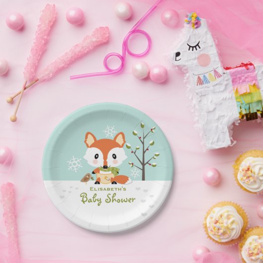Assiettes En Carton Fox d'hiver dans le baby shower de (Fête)